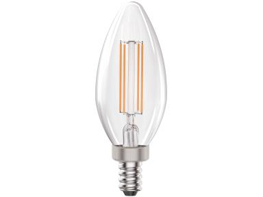 Maxlite 109166 EF4B10D930/JA8/G1 4w LED Clear Filament Candle Bulb, Candle (E12) Base, 3000K, 300 lumens, 15,000hr life, 120 volt, Triac Dimming