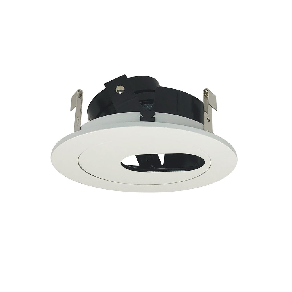 Nora NL-445 4" Low Voltage Round Adjustable Slot Aperture Trim, 5" Overall Width x 2-1/8"h, MR16 bulb Excluded, White Finish
