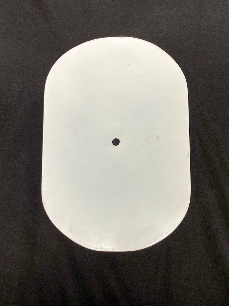 Custom 5X7.5OVHHCWH 5in. X 7-1/2in. Oval Hand Hole Cover with 1/4in. Center Hole with aluminum bracket & screw - White