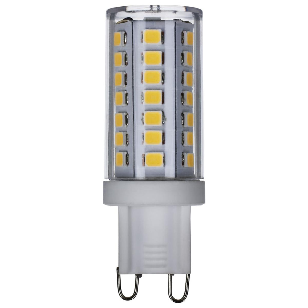 Satco S11234 5W/LED/G9/830/CL/120V/DIM 5 watt LED Miniature Lamp, Bi-Pin (G9) Base, 3000K, 550 lumens, 25,000hr life, 120 Volt, Dimming