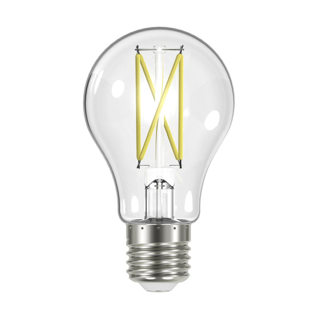 Satco S12414 8A19-CL-LED-E26-927-120V 8 watt A19 LED Clear Filament Lamp, Medium (E26) Base, 2700K, 800 lumens, 15,000hr life, 120 Volt, Dimming