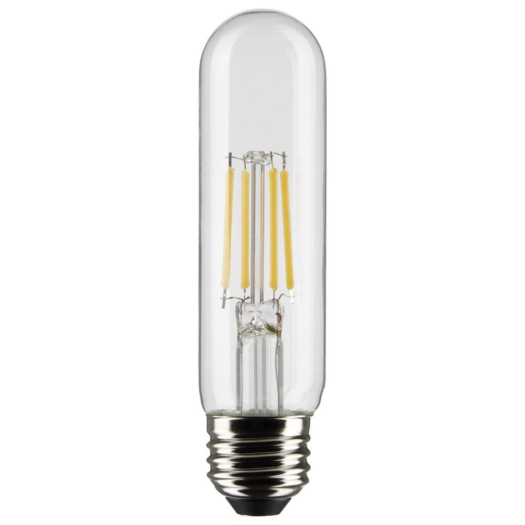 Satco S21347 5.5T10/LED/CL/950/120V/E26 5.5 watt T10 LED Clear Filament Light Bulb, Medium (E26) Base, 5000K, 450 lumens, 15,000hr life, 120 Volt, Dimming