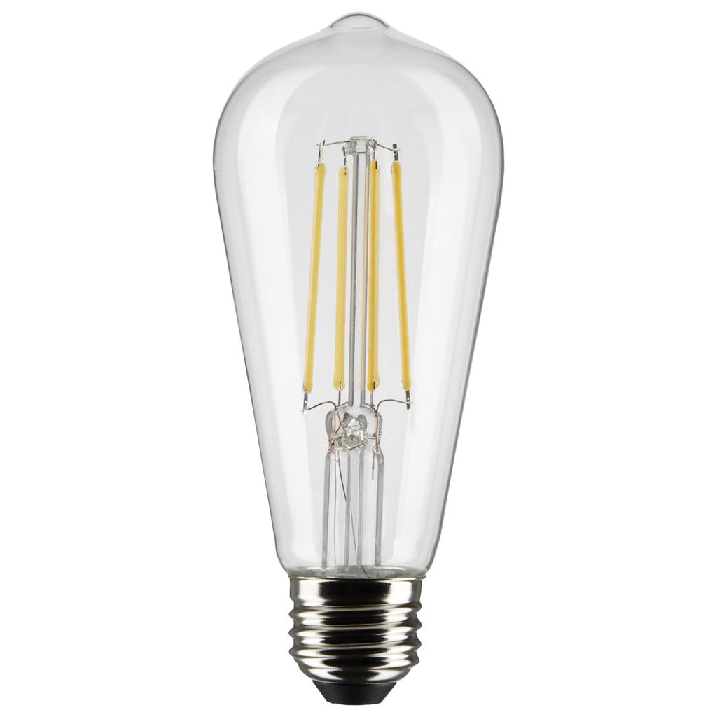 Satco S21364 8ST19/CL/LED/930/E26, 8 Watt, ST19 LED, Clear, E26 Medium base, 90 CRI, 3000K, 120 Volt, Dimmable