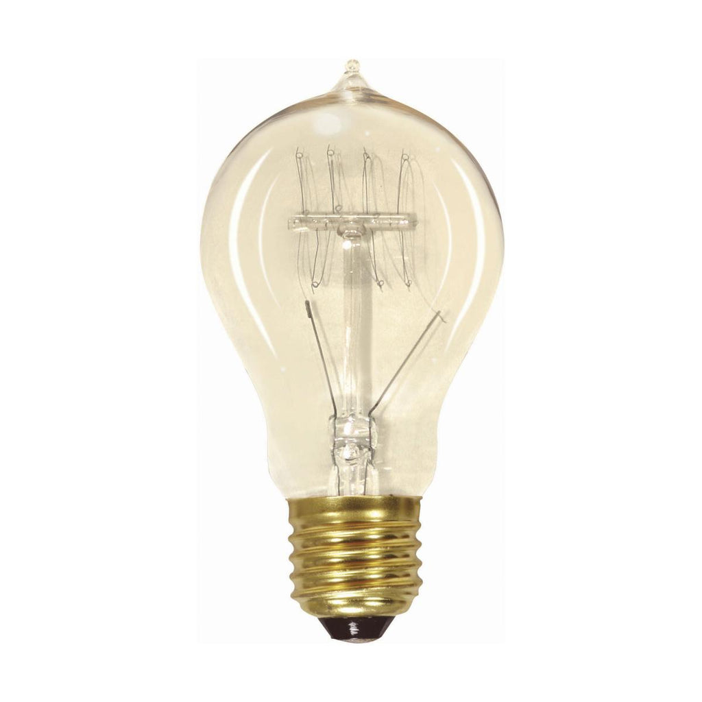 Satco S2412 40A19/CL/120V/Vintage Clear 40 watt A19 Quad Loop Filament Nostalgic Lamp, Medium (E26) base, 160 lumens, 3,000hr life, 120 volt