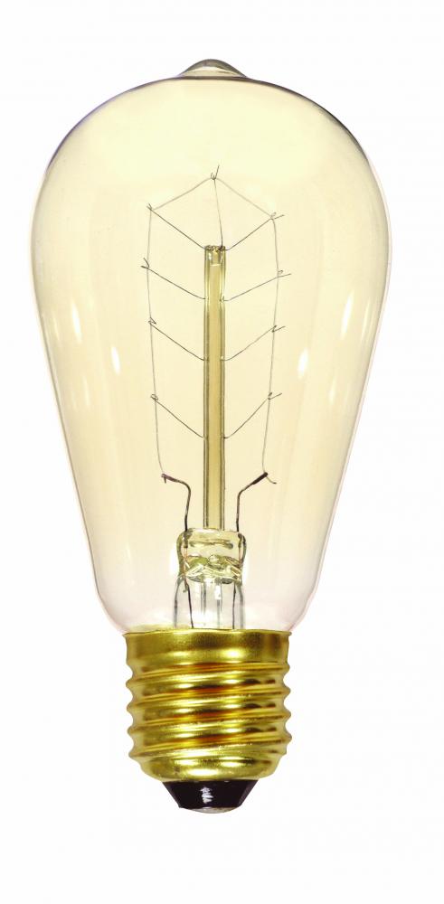 Satco S2414 40ST19/CL/9S/120V Clear 40 watt ST19 Hairpin Filament Nostalgic Lamp, Medium (E26) base, 160 lumens, 3,000hr life, 120 volt. *Discontinued*