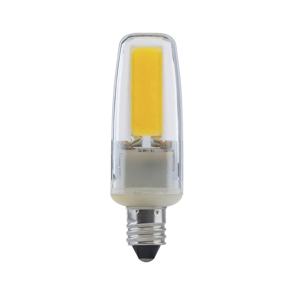 Satco S28684 LED/4W/E11/MC/CL/3K/120-130V Clear 4 watt LED Miniature Lamps to replace 35-50W Halogen, Mini Candelabra (E11) base, 3000K, 480 lumens, 25,000hr life, 120-130 volt, Dimming, Enclosed and Damp Location Rated