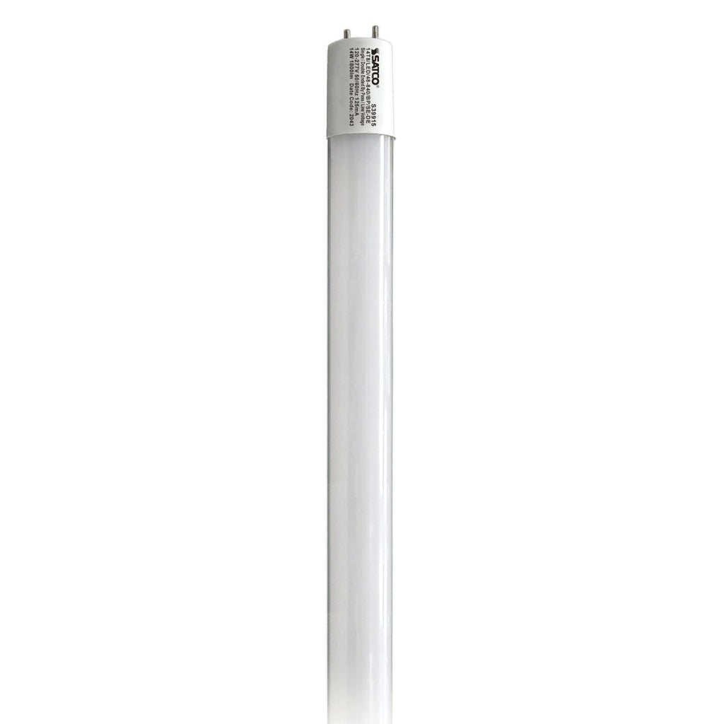 Satco S39915 14T8/LED/48-840/BP/SE-DE 14 Watt T8 LED, 4Ft, 4000K, Medium Bi Pin base, 50000 Average rated hours, 1800 Lumens, Type B, Ballast Bypass, Single or Double Ended Wiring, in case quantity of 25