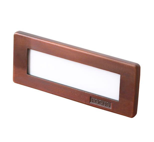 Focus SL-08-AL-LEDP-BAR  Cast Aluminum Lensed Flat Panel LED Step Light Fixture, Acid Rust Finish