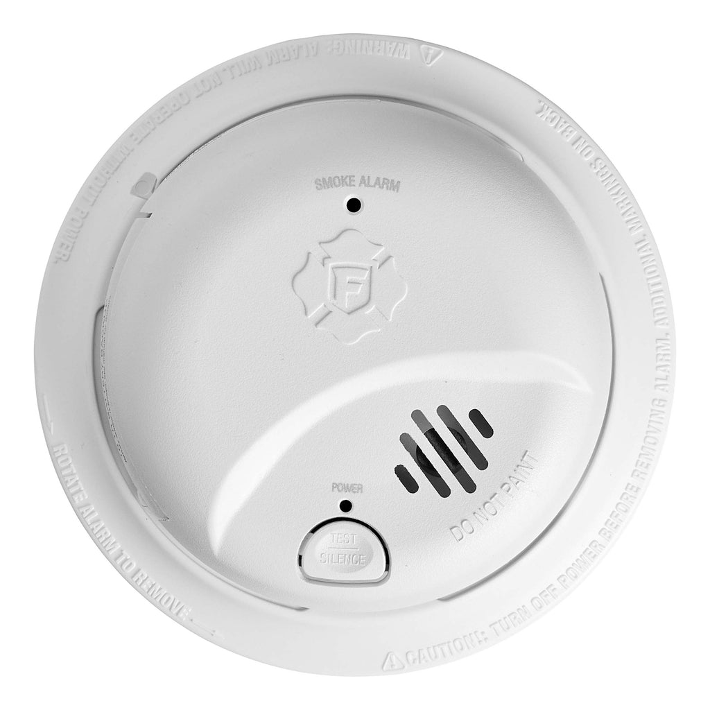 BRK 1046850 SMI105-AC Interconnectable Hardwire Ion Smoke Alarm with 10 Year Battery Backup, Latching Alarm Indicator, 120V AC