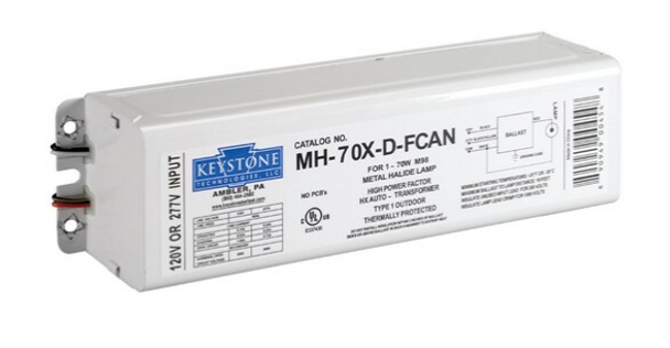 Keystone MH-70X-D-FCAN 120-277 volt Pulse Start F-Can Ballast, operates 70W MH ANSI: M98