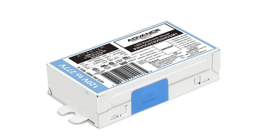 Advance XI025C070V054DSM1M, 120-277 volt Constant Current LED Driver, 25w, 27-54v output, 100-700mA, 0-10 dimmable