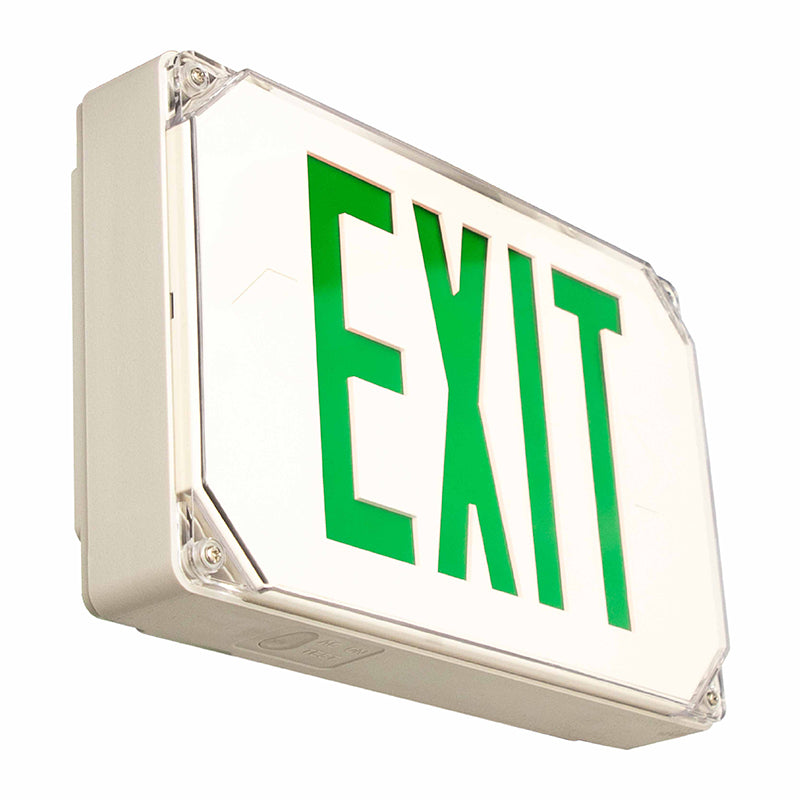 Westgate XT-WP-GG-EM Wet-Rated Exit Sign, Green Letters, 1 or 2 Sided, 120-277 Volt, Self-Diagnostics, Test Switch