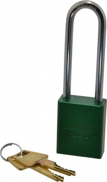American Lock A1107GRN Lockout Padlock: Keyed Different, Aluminum, 3" High, Steel Shackle, Green - Lighting Supply Guy