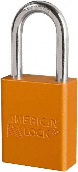 American Lock S1106ORJ Lockout Padlock: Keyed Different, Key Retaining, Aluminum, Plated Metal Shackle, Orange - Lighting Supply Guy