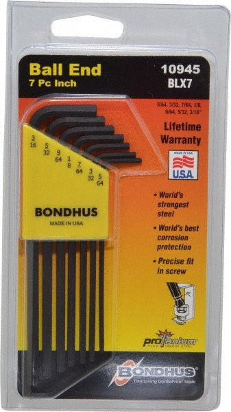 Bondhus 10945 7 Piece L - Key Ball End Hex Key Set - Lighting Supply Guy