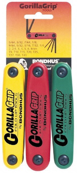 Bondhus 12533 Torx Key Set: 24 Pc, Fold - Up Handle, T9 to T40 - Lighting Supply Guy