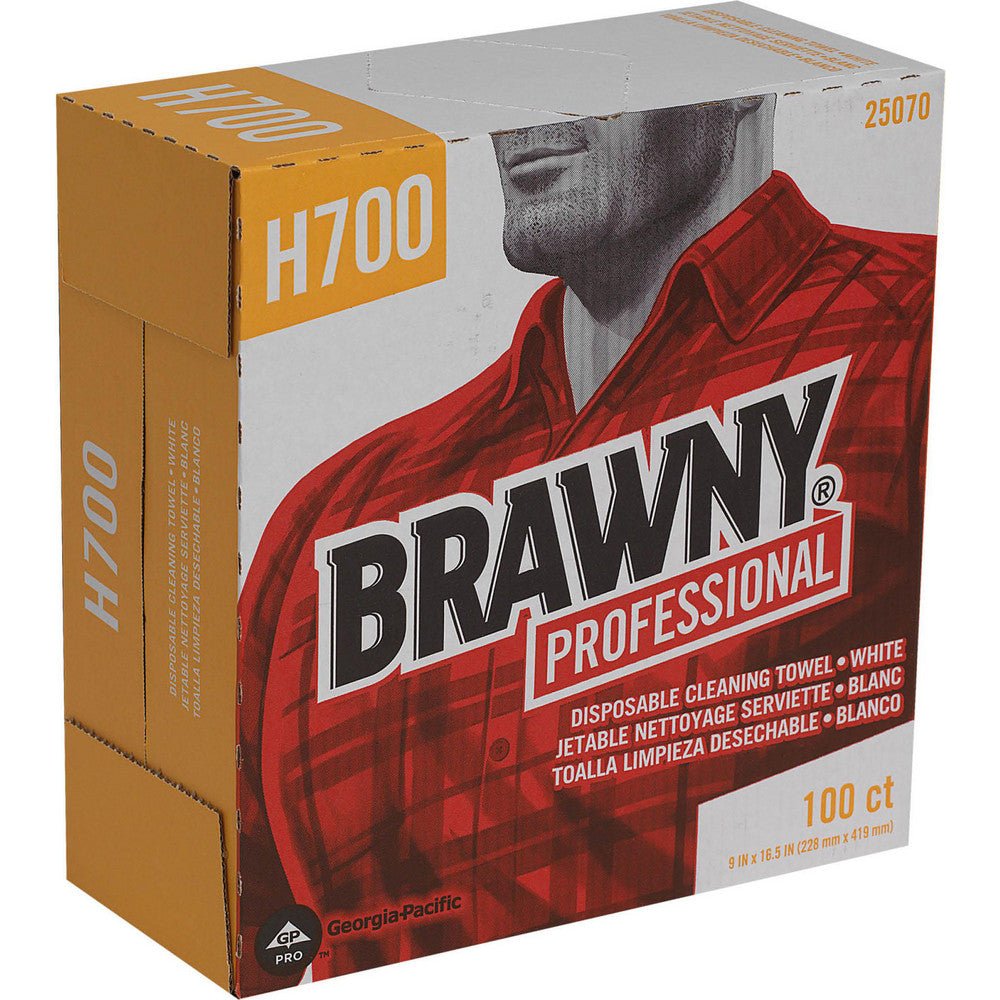 Brawny Professional 25070 H700 Disposable Cleaning Towels, Tall Box, White - Lighting Supply Guy