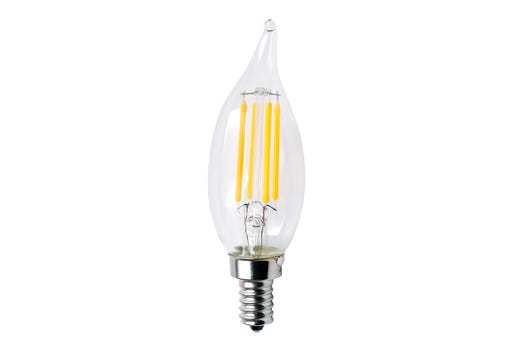 Halco 85066 CA10CL4ANT/830/LED2 4.5 watt CA10 LED Clear Filament Light Bulb, Candelabra (E12) Base, 3000K, 350 lumens, 15,000hr life, 120 Volt, Dimming