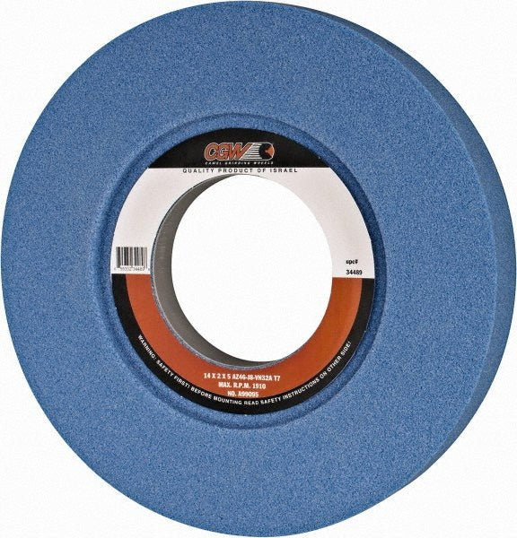 CGW 34489 Surface Grinding Wheel: 14" Dia, 2" Thick, 5" Hole, 46 Grit, J Hardness - Lighting Supply Guy
