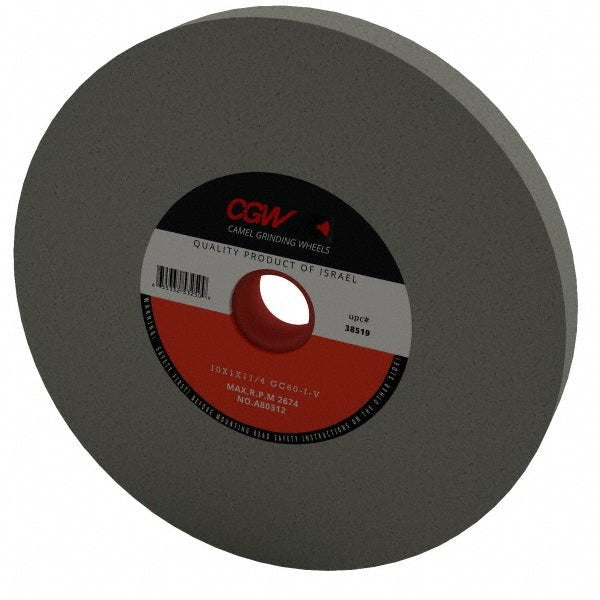 CGW 38519 Bench & Pedestal Grinding Wheel: 10" Dia, 1" Thick, 1 - 1/4" Hole Dia, Silicon Carbide - Lighting Supply Guy
