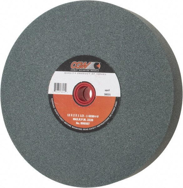 CGW 38531 Bench & Pedestal Grinding Wheel: 12" Dia, 2" Thick, 1 - 1/4" Hole Dia, Silicon Carbide - Lighting Supply Guy