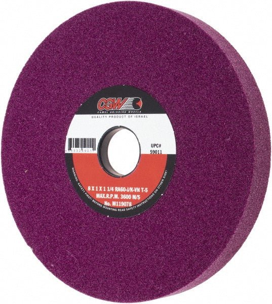 CGW 59011 Surface Grinding Wheel: 8" Dia, 1" Thick, 1 - 1/4" Hole, 60 Grit, J Hardness - Lighting Supply Guy