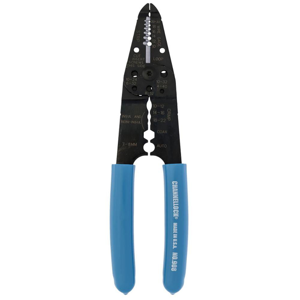 Channellock 908 Wire Stripper: 22 AWG to 10 AWG Max Capacity - Lighting Supply Guy