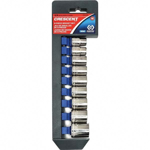 Crescent CSAS5N Standard Socket Set: 9 Pc, 3/8" Drive, 9.00 to 19.00" Socket - Lighting Supply Guy
