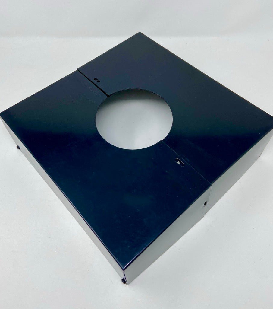 Custom PBC - STL - 10.5SBC - 4R - 3.5 - BK12 10 - 1/2in. Square Metal Base Cover - 4 1/16in. Round Opening - 3 1/2in. Tall - Cardinal Code BK12 Finish - Lighting Supply Guy