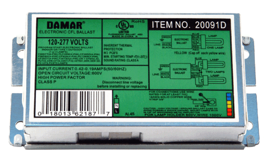 Damar 20091D EL226CF - 120 - 277HF Electronic CF Ballast 120 TO 277 Volts - Lighting Supply Guy