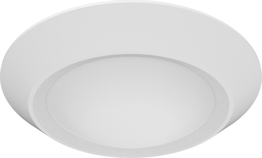 RAB DSK6R15930120W 15 watt LED 5"/6" Recess or Surface Mount Disk Light, 3000K, 1072 lumens, 50,000hr life, 120-277 Volt, Dimming, White Finish