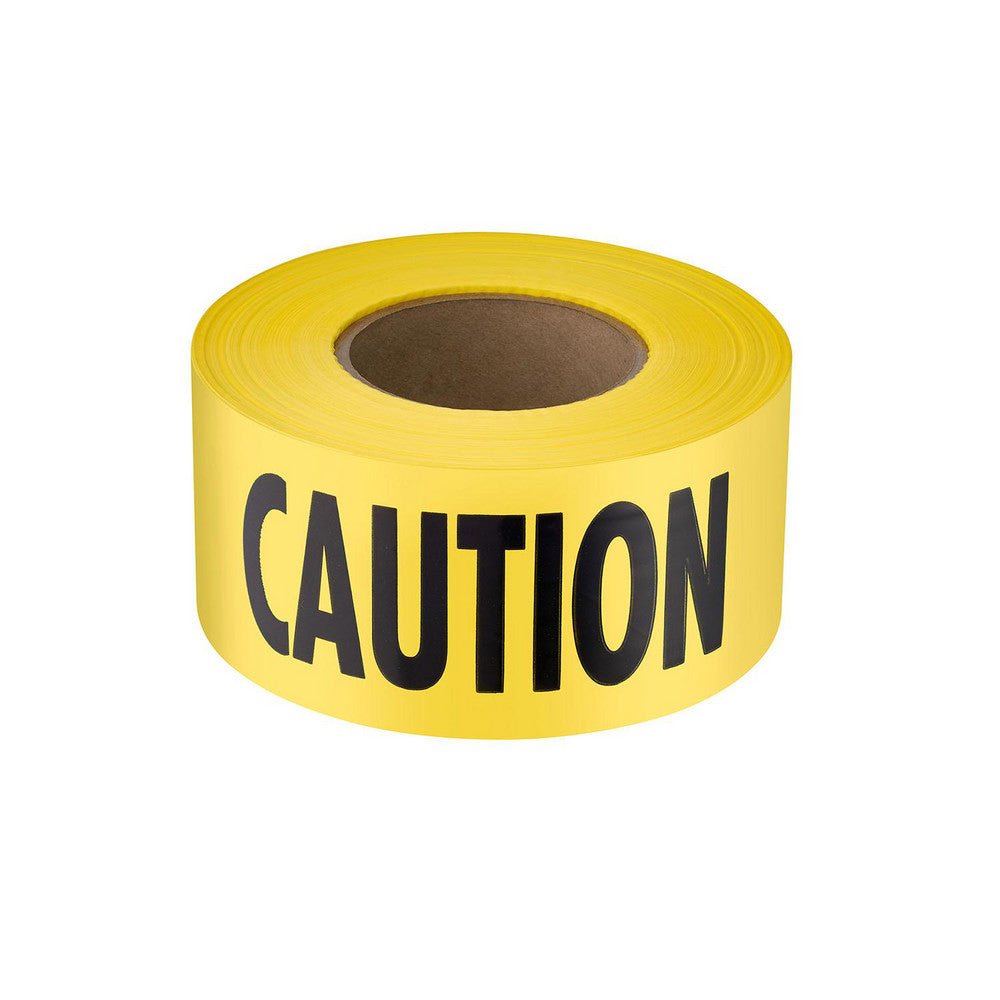 Empire Level 77 - 1001 Barricade & Flagging Tape; Tape Type: Tape; Marked; ANSI Warning ; Legend: Caution ; Material: Plastic ; Thickness (mil): 2.50 ; Overall Length: 1000.00 ; Roll Length (Feet): 1000 - Lighting Supply Guy