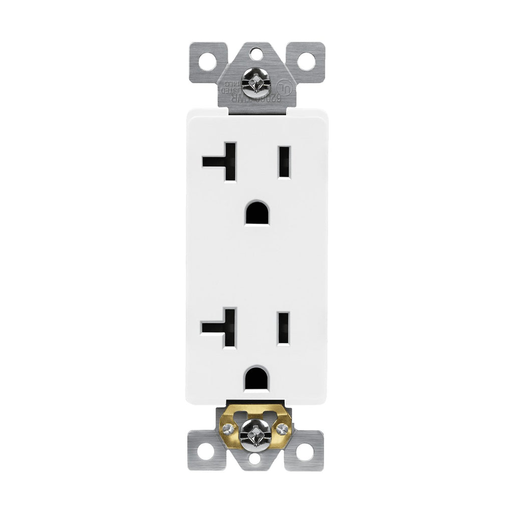 Enerlites 62001 - W 20A/125V White 20 Amp Decora Style Receptacle, 125 volt - Lighting Supply Guy