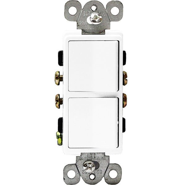 Enerlites 62834 - W Decorator Combination Devices 15A Side Wired Only 120 - 277V AC Two Single - Pole Switches - Lighting Supply Guy