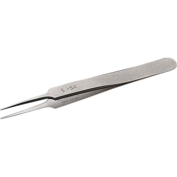 Erem 5SASL Fine Point Tweezer: Straight, Stainless Steel, 4.528" OAL - Lighting Supply Guy