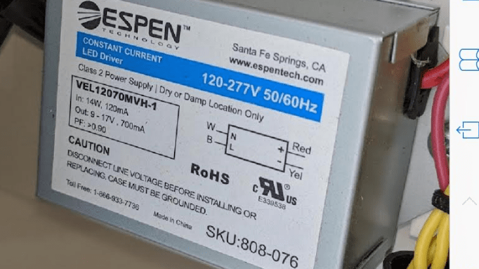 Espen VEL12070MVH - 1 LED Driver - Lighting Supply Guy