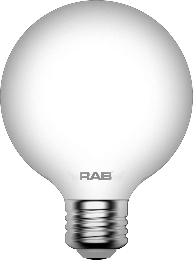 Rab G25-3-E26-927-F-F E26 CRI90 2700K Dim Frosted Filament G25 3.8W 40EQ 350lm Lamp