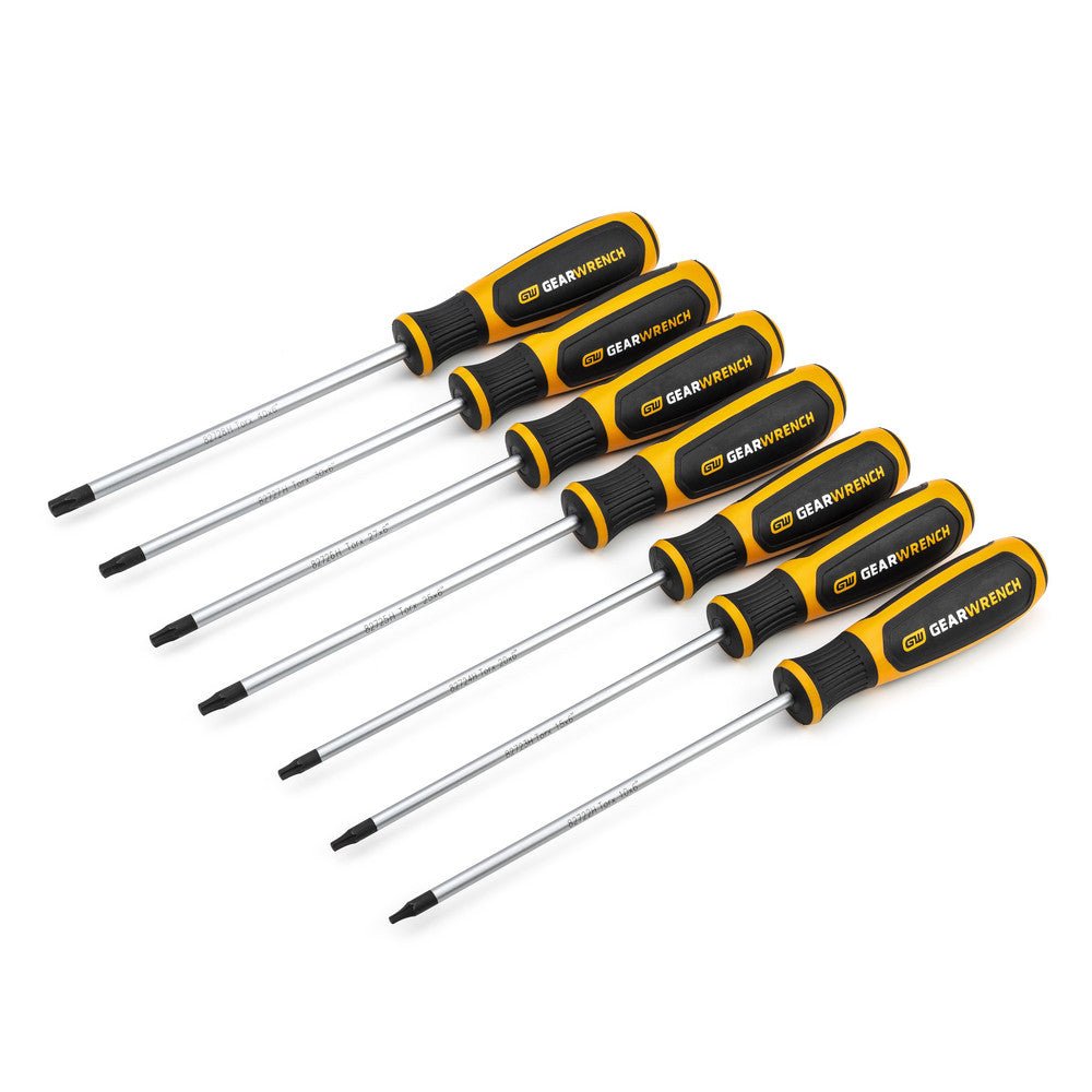 GEARWRENCH 80071H Screwdriver Sets; Screwdriver Types Included: Torx ; Container Type: Tray ; Tether Style: Not Tether Capable ; Finish: Black Oxide ; Number Of Pieces: 7 ; Insulated: No - Lighting Supply Guy
