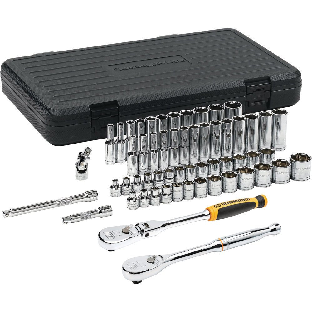 GEARWRENCH 80550 Deep Standard Socket Set: 57 Pc, 3/8" Drive, 1/4 to 1" Socket - Lighting Supply Guy