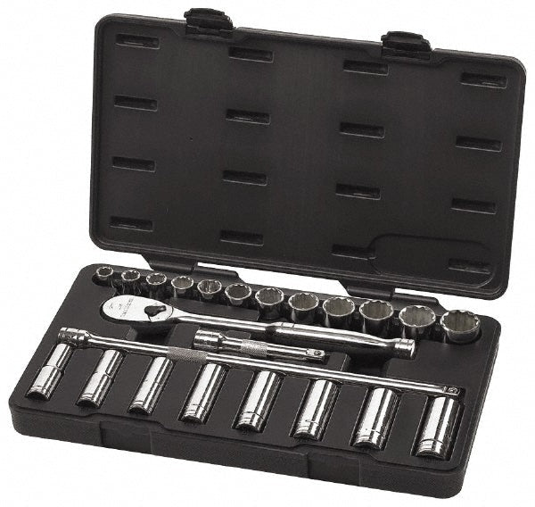 GEARWRENCH 80707 Deep Standard Socket Set: 23 Pc, 1/2" Drive, 1/2 to 15/16" Socket - Lighting Supply Guy