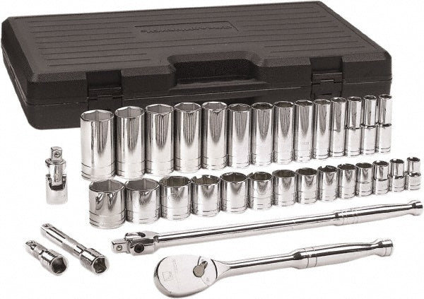 GEARWRENCH 80715 Deep Standard Socket Set: 33 Pc, 1/2" Drive, 7/16 to 1 - 1/2" Socket - Lighting Supply Guy