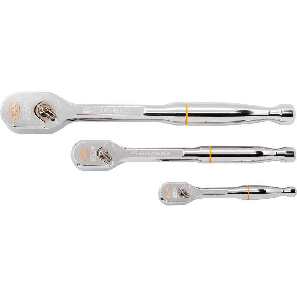 GEARWRENCH 81206XP Ratchet Sets; Drive Size (Inch): 1/4; 3/8; 1/2 ; Overall Length (Inch): Various ; Head Shape: Teardrop ; Head Style: Flex ; Head Features: Flat & Flex; Reversible; Standard ; Material: Alloy Steel - Lighting Supply Guy
