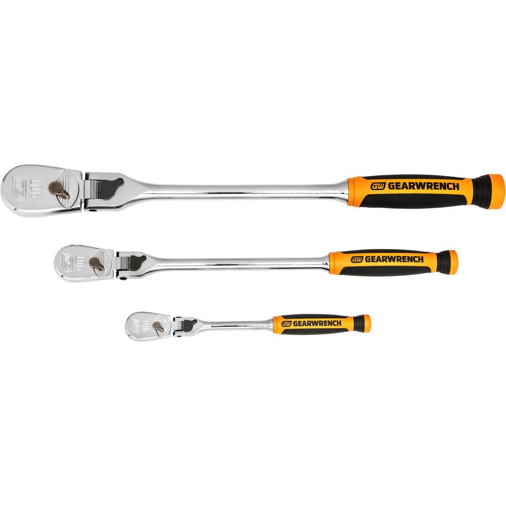GEARWRENCH 81298T Ratchet Sets; Drive Size (Inch): 1/4; 3/8; 1/2 ; Overall Length (Inch): Various ; Head Shape: Teardrop ; Head Style: Flex ; Head Features: Flat & Flex; Reversible; Standard ; Material: Alloy Steel - Lighting Supply Guy
