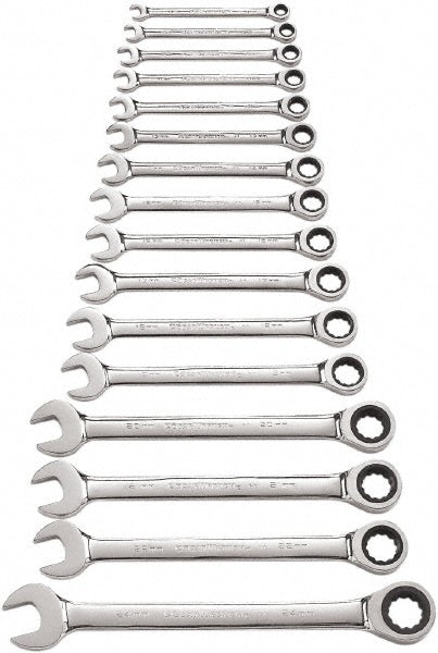 GEARWRENCH 9416 Combination Wrench Set: 16 Pc, 10 mm 11 mm 12 mm 13 mm 14 mm 15 mm 16 mm 17 mm 18 mm 19 mm 20 mm 21 mm 22 mm 24 mm 8 mm & 9 mm Wrench, Metric - Lighting Supply Guy