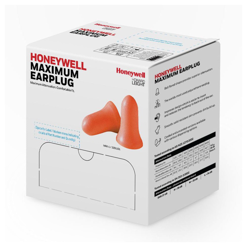 Howard Leight MXM - 1 Earplugs: Non - PVC Foam, Bell, Roll Down, Uncorded - Lighting Supply Guy