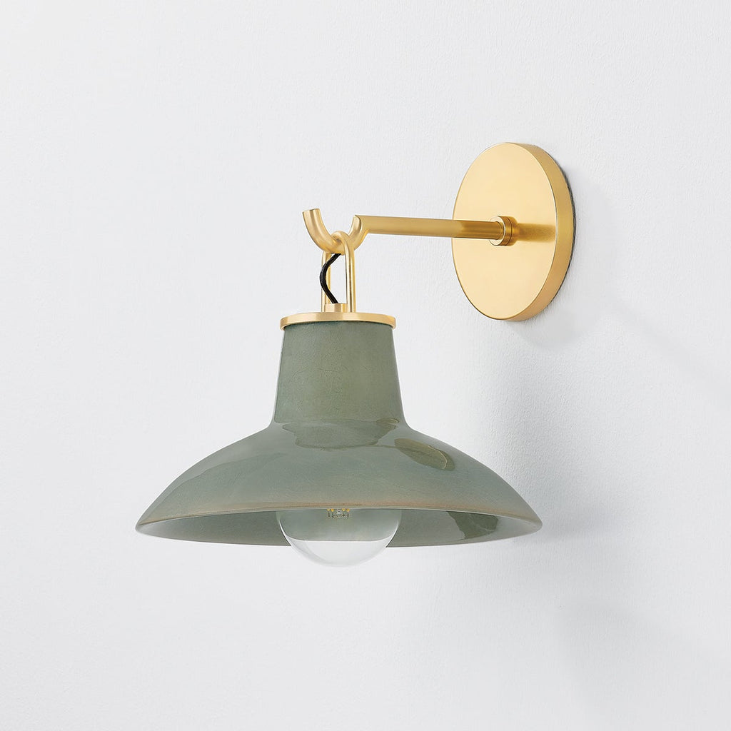 Hudson Valley 1913 - AGB/CMC Pottersville Wall Sconce in Aged Brass with Ceramic Moss Crackle - Lighting Supply Guy