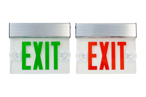 Utopia ELSG-1-WH Green Lettering LED Edge Lit Exit Sign Fixture, Single Face, White Housing & Face Panel, Battery Back-Up