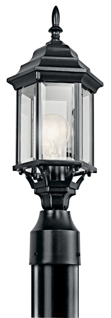 Kichler 49256BK Outdoor Post Mount 1 Light,( Medium Socket), A19 100 watt Lamp- Not Included,  Black Finish, Clear Glass