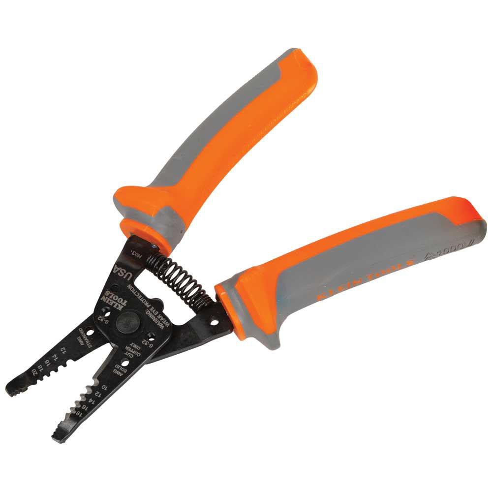Klein Tools 11055RINS Wire & Cable Strippers; Maximum Capacity: 18 AWG Solid; 20 AWG Stranded ; Type: Insulated ; Minimum Wire Gauge: 10 AWG Solid; 12 AWG Stranded ; Insulated: Yes ; Wire Type: AWG; Stranded; Solid ; Body Material: Steel - Lighting Supply Guy