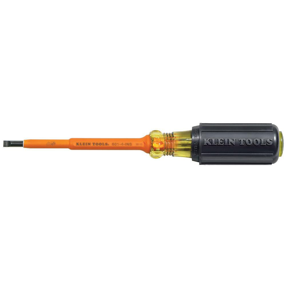 Klein Tools 601 - 4 - INS Slotted Screwdriver: 3/16" Width, 7 - 3/4" OAL, 4" Blade Length - Lighting Supply Guy